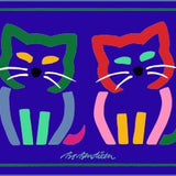 GREETING CARD 2 CATS INSIDE NAVY