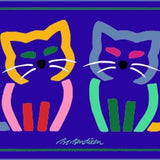 GREETING CARD 2 CATS OUTSIDE NAVY