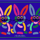 GREETING CARD 3 RABBITS NAVY
