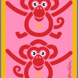 GREETING CARD PINK MONKEYS
