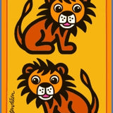 GREETING CARD 2 LIONS YELLOW
