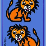 GREETING CARD 2 LIONS BLUE