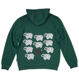 SWEATSHIRT ADULT HOOD AND ZIPPER BACK SHEEP GREEN