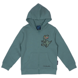 SWEATSHIRT KIDS M HOOD AND ZIPPER T-REX GREEN