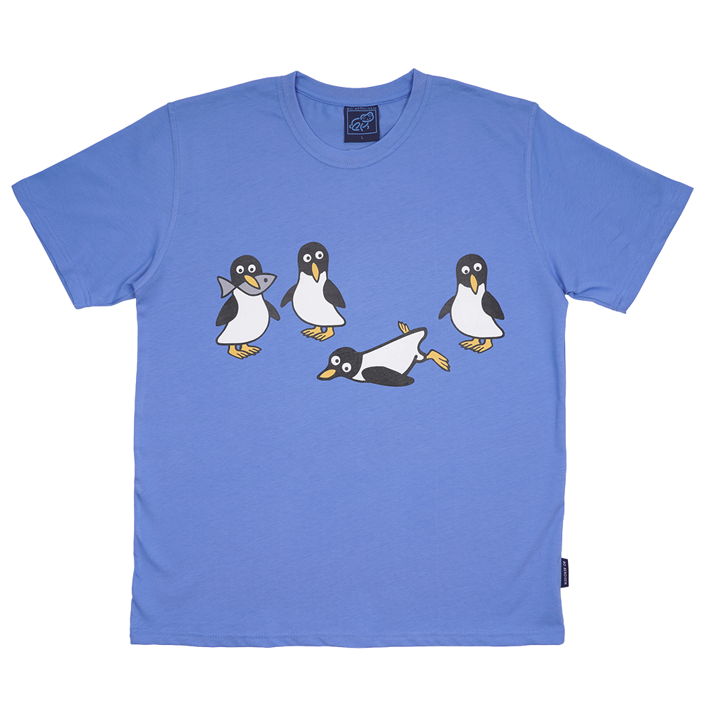 T-SHIRT VOKSEN PINGVIN BLÅ 1