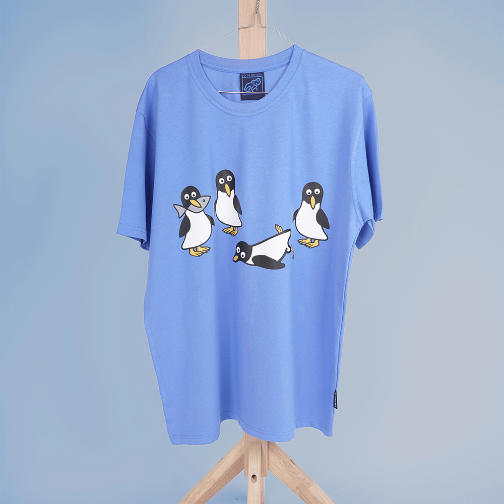 T-SHIRT VOKSEN PINGVIN BLÅ 2