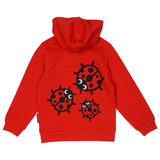 SWEATSHIRT KIDS M HOOD AND ZIPPER 3 LADYBIRDS RED