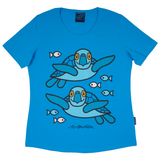 T-SHIRT SLIM FIT SEA TURTLE TURQUOISE