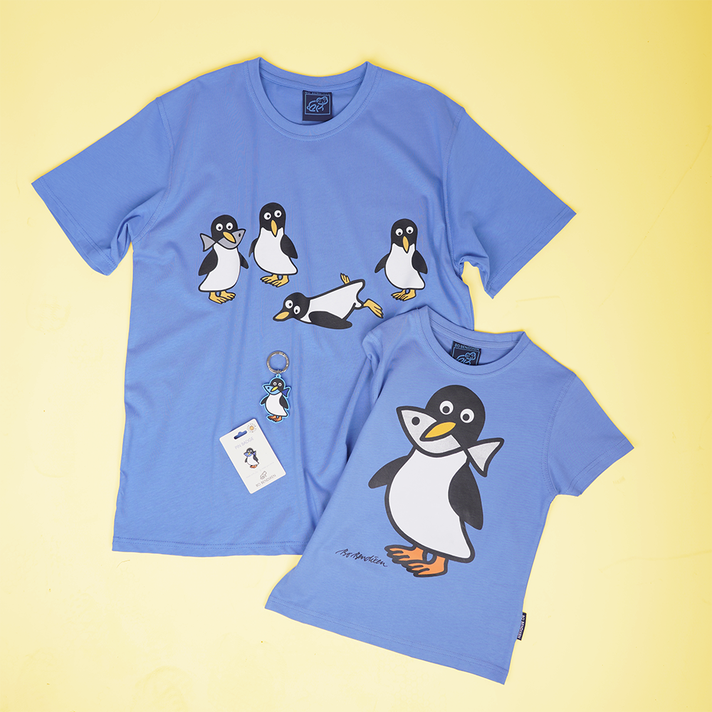 T-SHIRT BØRN PINGVIN BLÅ 3