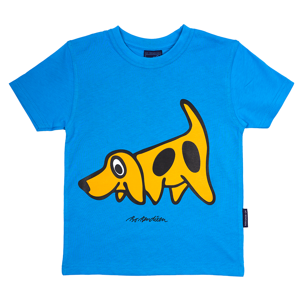 T-SHIRT BØRN HUND BLÅ 1