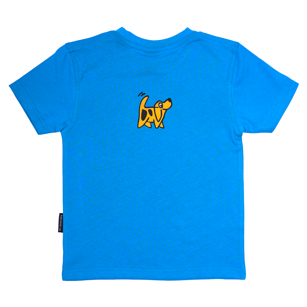 T-SHIRT BØRN HUND BLÅ 3