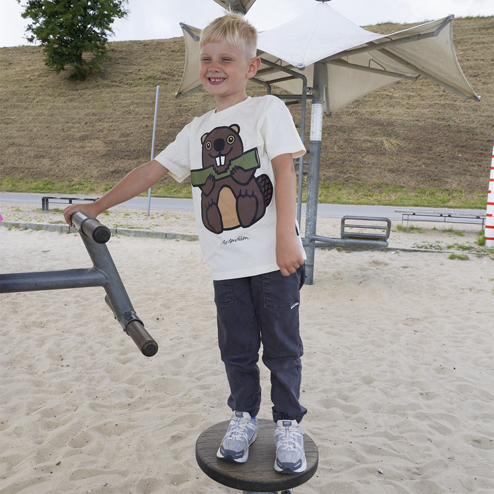 T-SHIRT BØRN BÆVER BEIGE 2