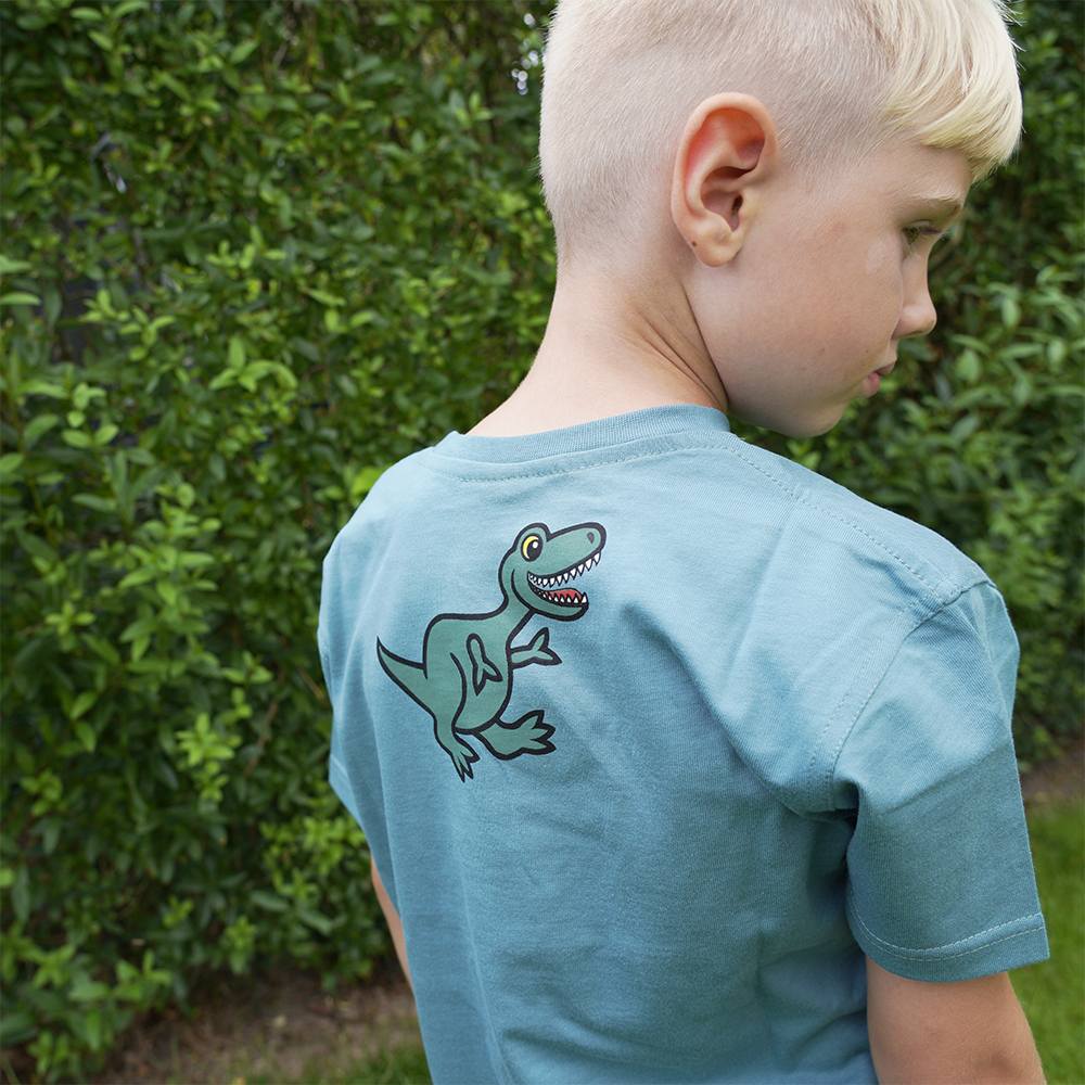 T-SHIRT BØRN T-REX GRØN 4