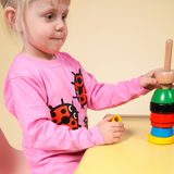 T-SHIRT L/S KIDS 3 LADYBIRDS PINK