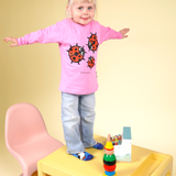 T-SHIRT L/S KIDS 3 LADYBIRDS PINK