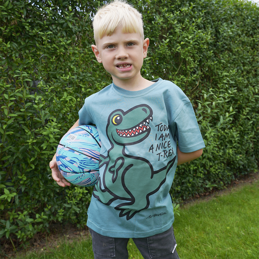 T-SHIRT BØRN T-REX GRØN 3