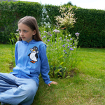 SWEATSHIRT BØRN M HÆTTE OG LYN PINGVIN MED FISK BLÅ 3