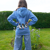 SWEATSHIRT BØRN M HÆTTE OG LYN PINGVIN MED FISK BLÅ 4