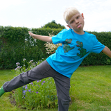 T-SHIRT BØRN 2 T-REX TURKIS  2