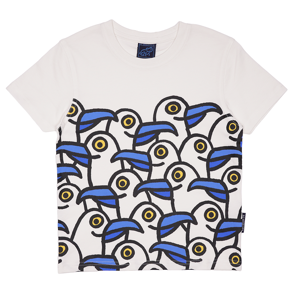 T-SHIRT BØRN SJOVE MÅGER HVID 1