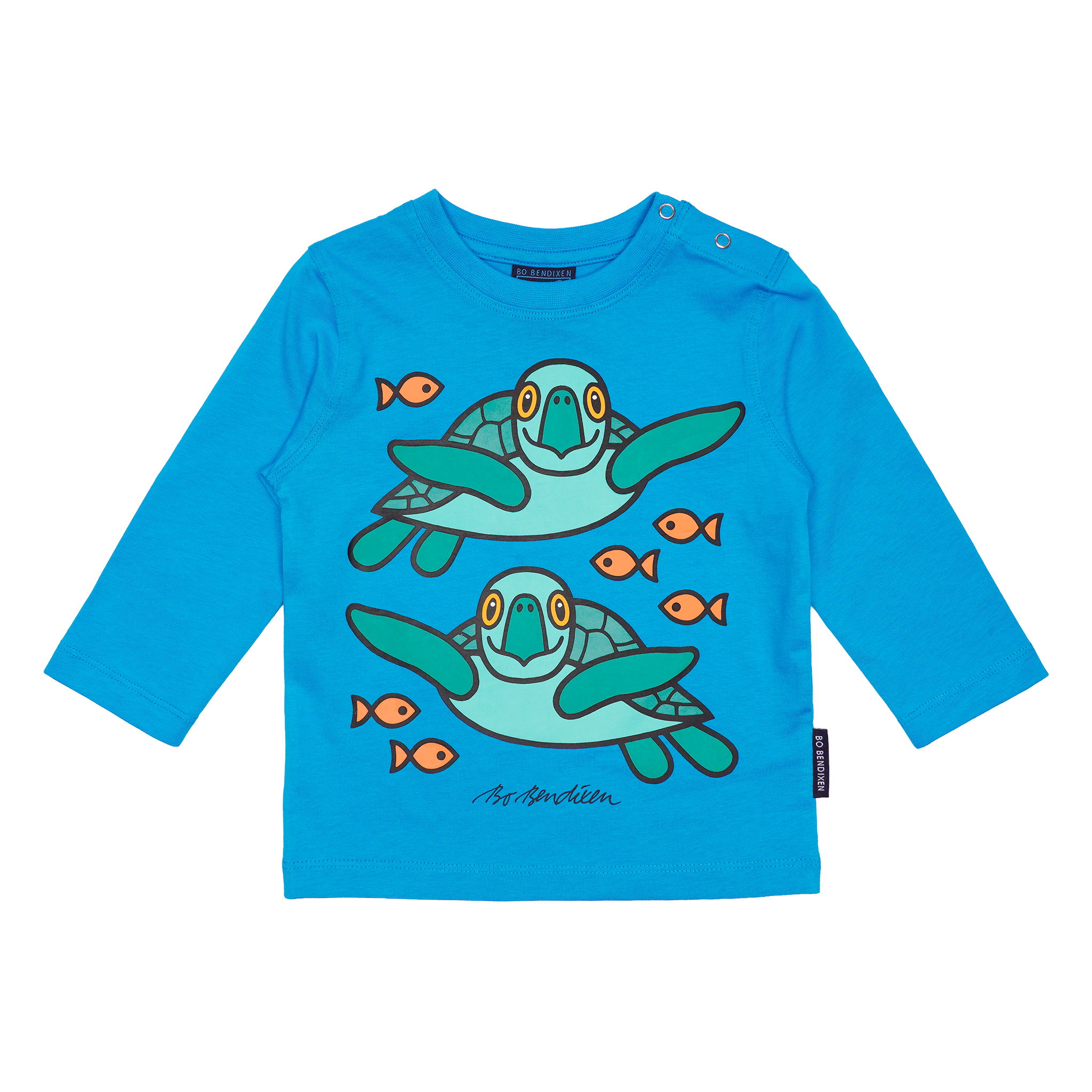 T-SHIRT LANGÆRMET BABY HAVSKILDPADDE TURKIS 1