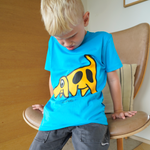 T-SHIRT BØRN HUND BLÅ 2