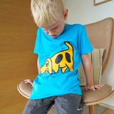 T-SHIRT BØRN HUND BLÅ 2