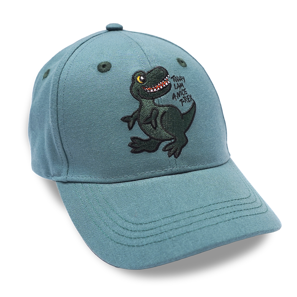 KASKET BØRN M BRODERI T-REX GRØN 1