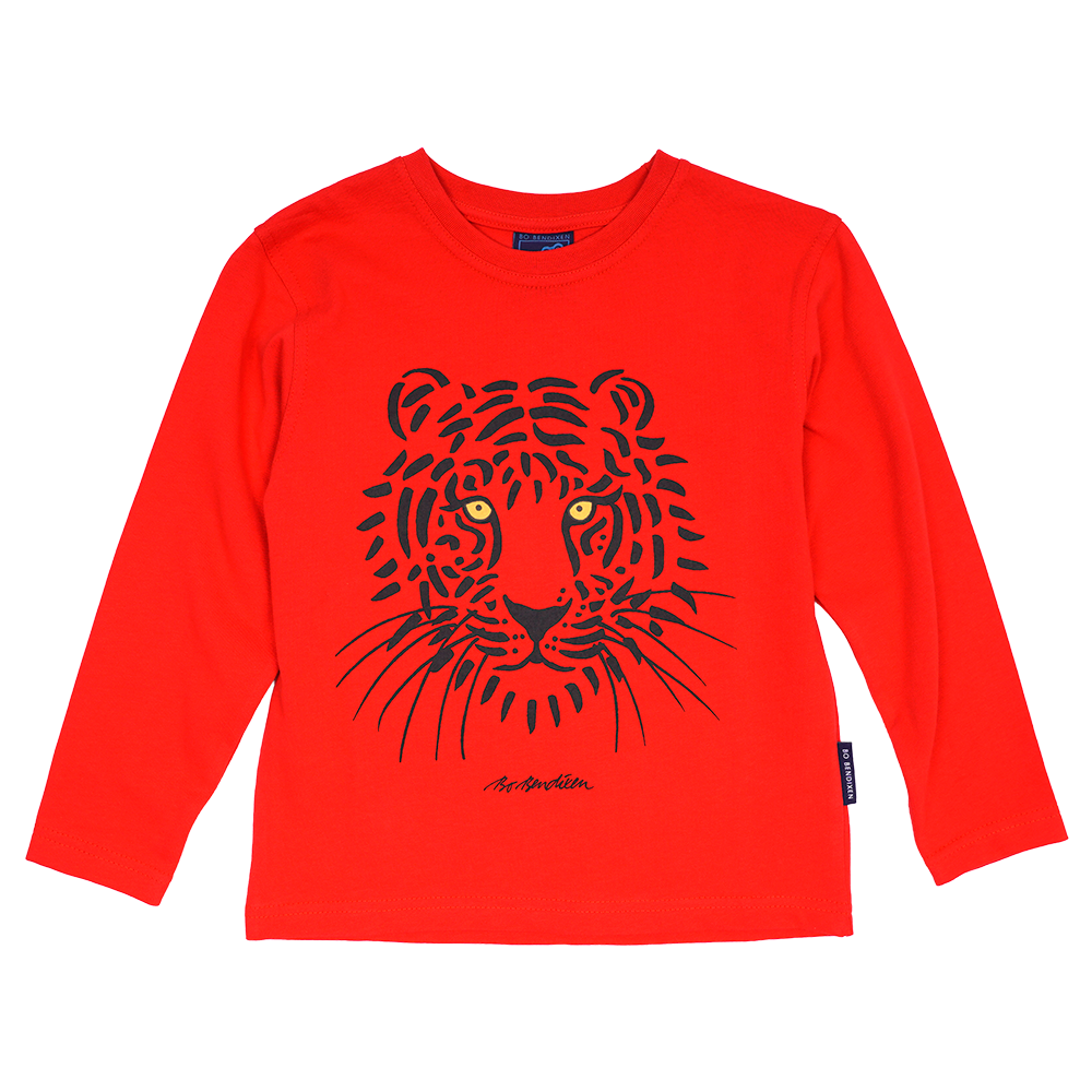T-SHIRT BØRN LANGÆRMET TIGER RØD 1