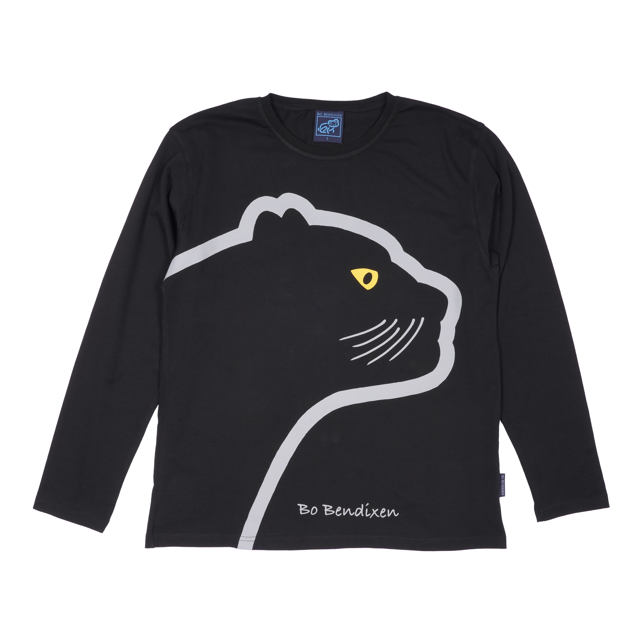 T-SHIRT VOKSEN LANGÆRMET PANTER SORT  1