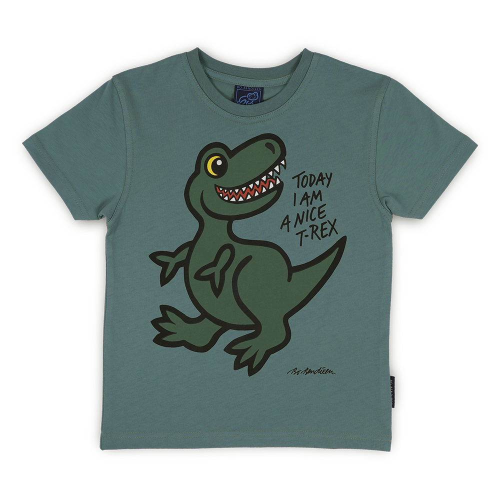 T-SHIRT BØRN T-REX GRØN 2