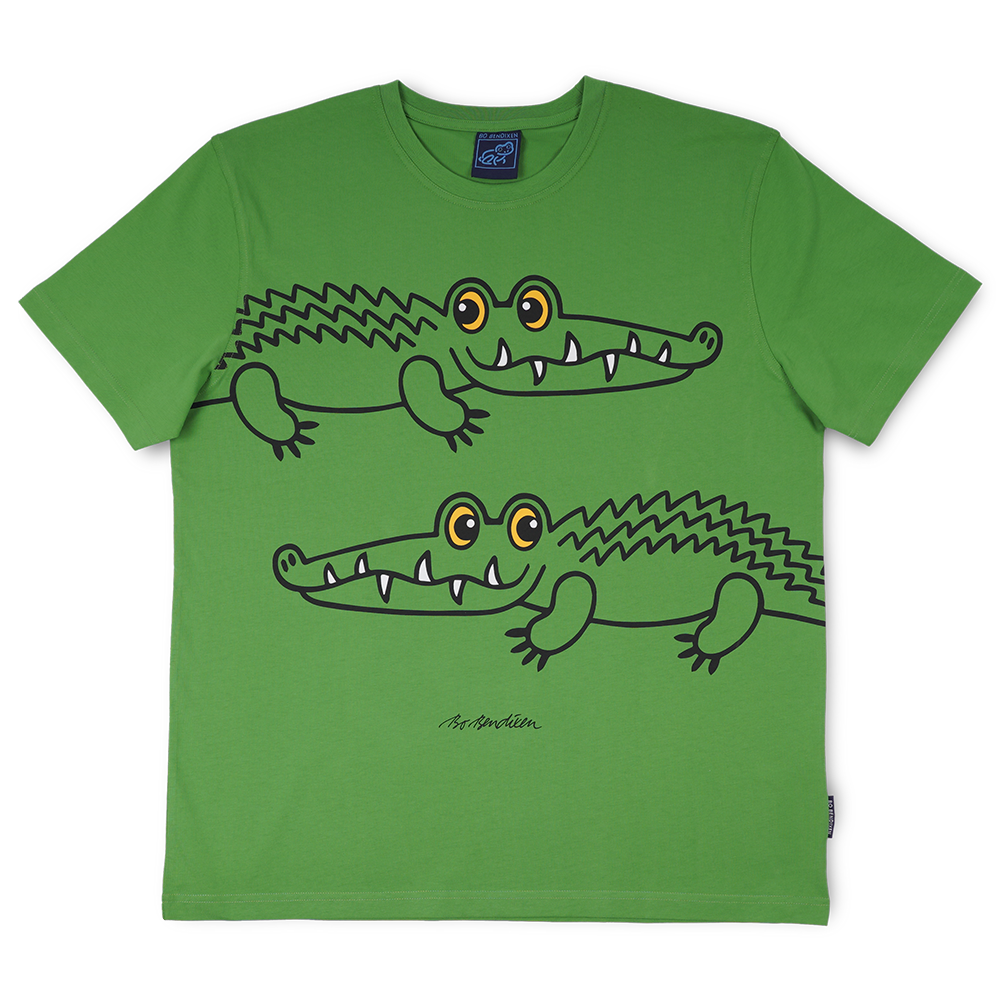 T-SHIRT VOKSEN KROKODILLE GRØN 1