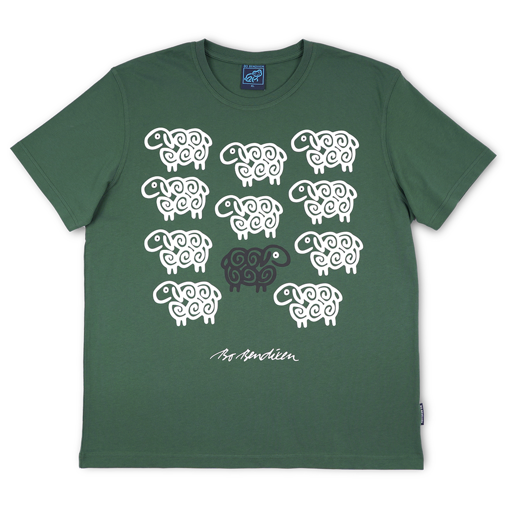 T-SHIRT VOKSEN BLACK SHEEP GRØN 1