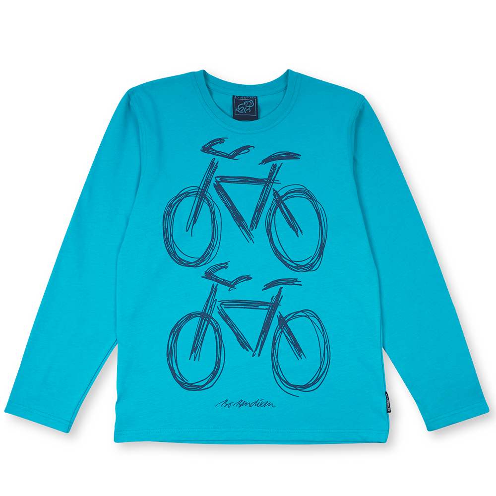 T-SHIRT VOKSEN LANGÆRMET 2 CYKLER TURKIS 1