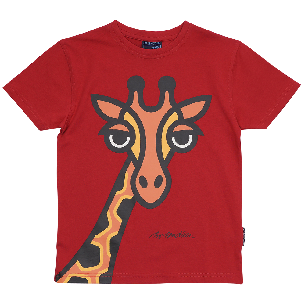 T-SHIRT VOKSEN GIRAF RØD 1