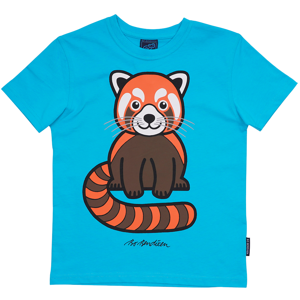 T-SHIRT BØRN RØD PANDA BLÅ 1