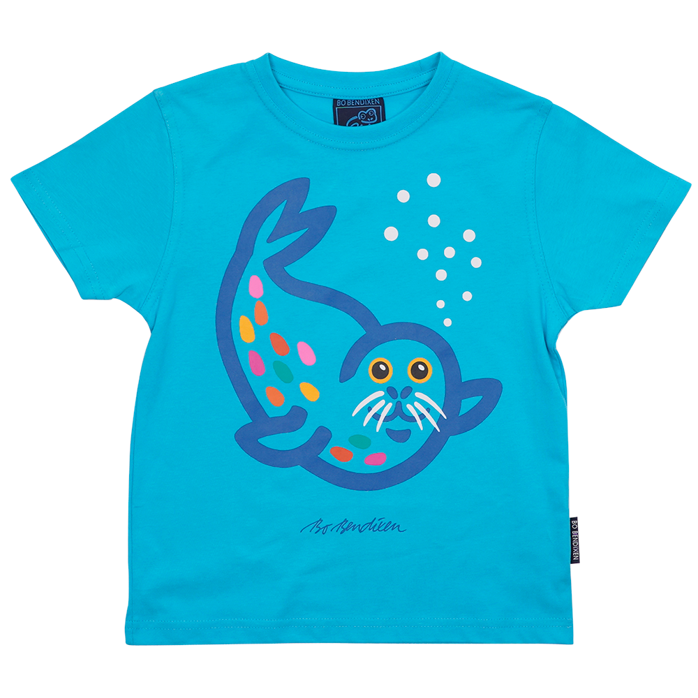 T-SHIRT BØRN SÆL TURKIS 1