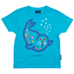 T-SHIRT BØRN SÆL TURKIS 1