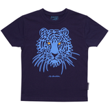 T-SHIRT BØRN TIGER HOVED MØRKEBLÅ 1