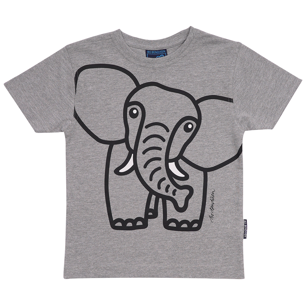 T-SHIRT BØRN ELEFANT GRÅ 1