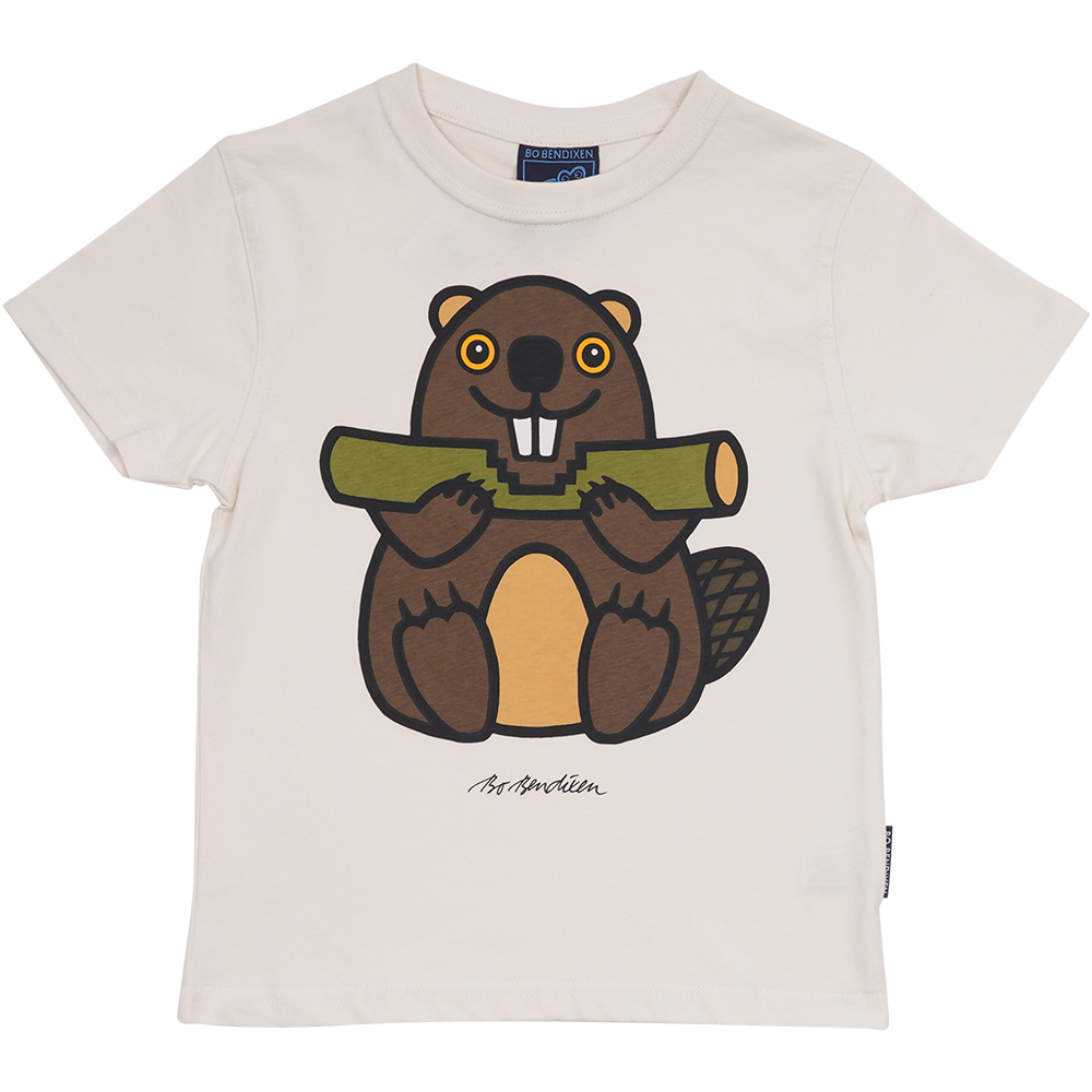 T-SHIRT BØRN BÆVER BEIGE 1