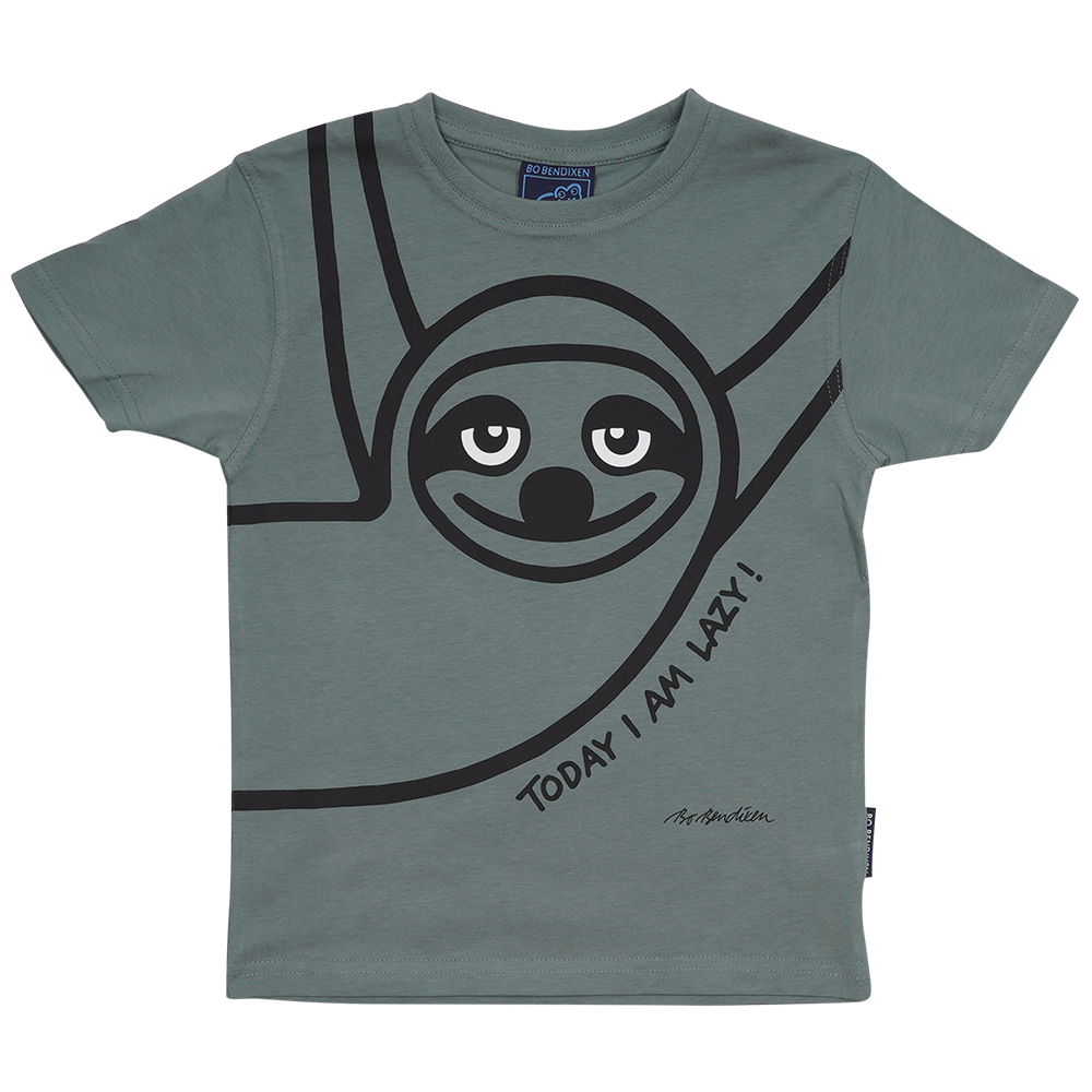 T-SHIRT BØRN LAZY GUY GRØN 1