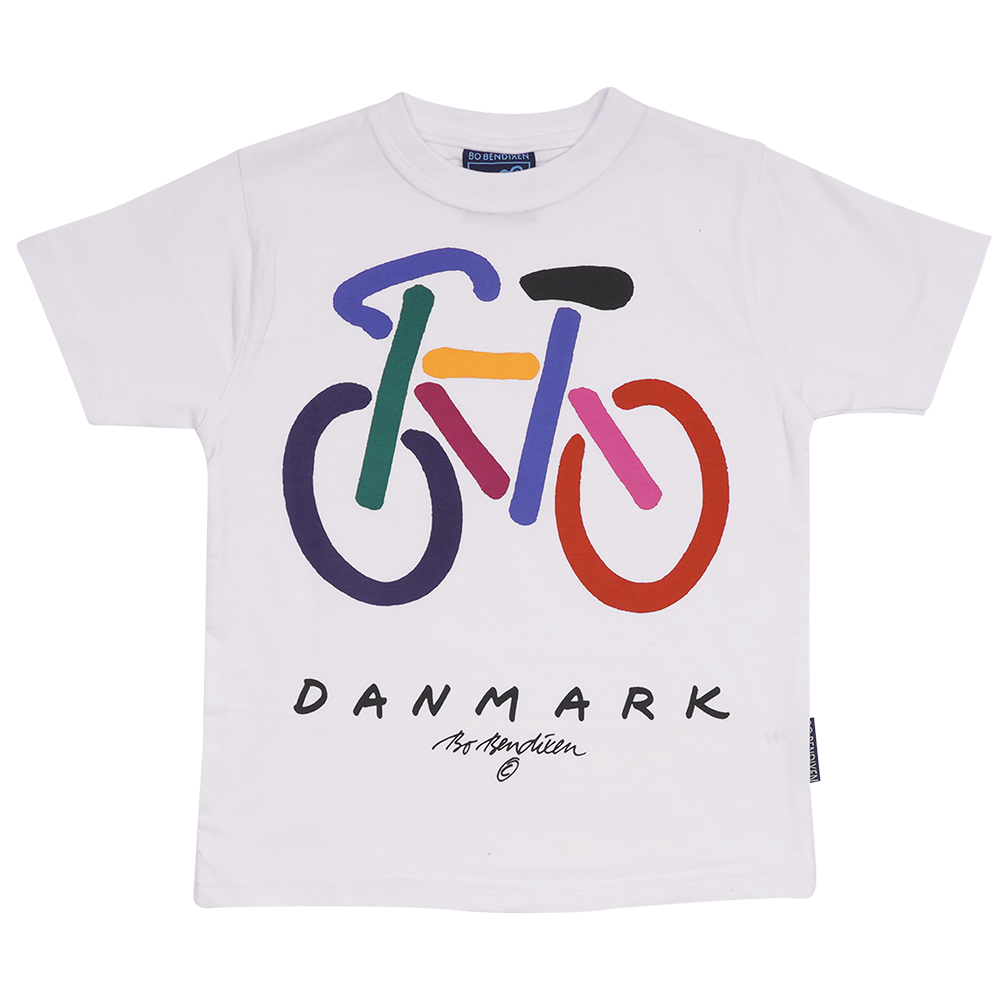 T-SHIRT BØRN CYKEL HVID 1