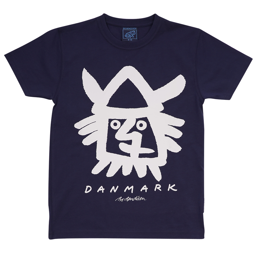 T-SHIRT VOKSEN HVID VIKINGEHOVED NAVY 1