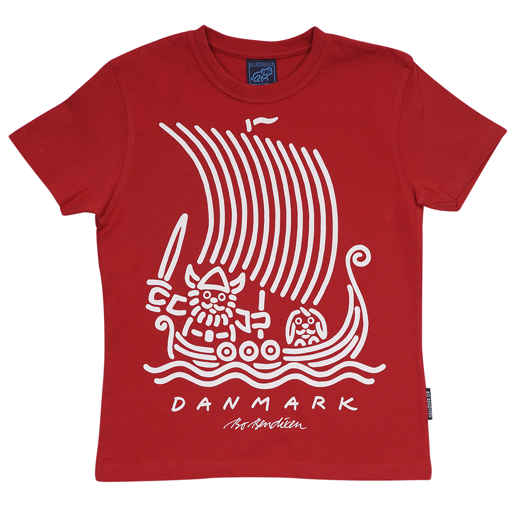 T-SHIRT BØRN VIKINGESKIB RØD 1