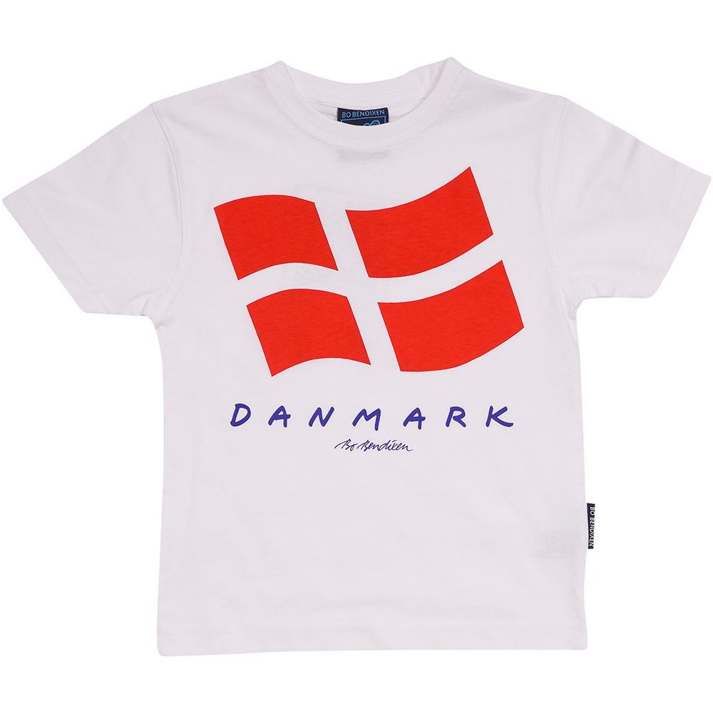 T-SHIRT BØRN DANMARK FLAG HVID 1