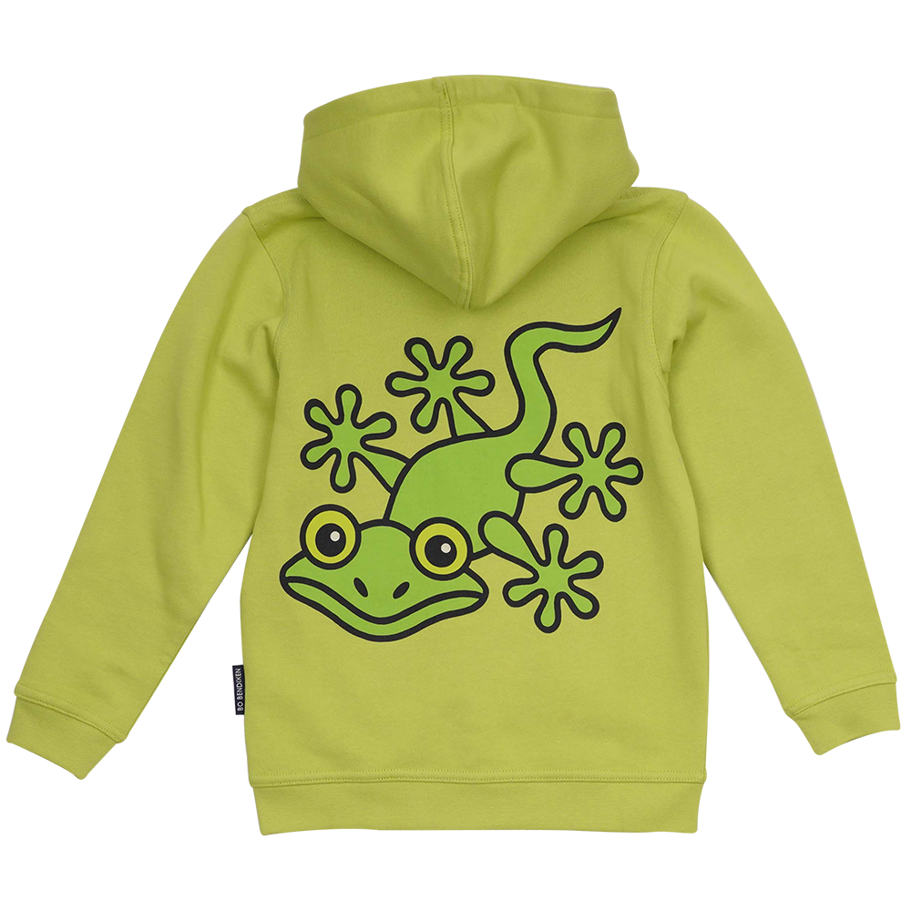 SWEATSHIRT BØRN M HÆTTE OG LYN GEKKO LIME 3