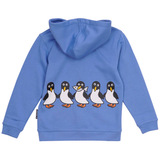 SWEATSHIRT BØRN M HÆTTE OG LYN PINGVIN MED FISK BLÅ 2