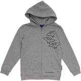 SWEATSHIRT BØRN M HÆTTE OG LYN FLAGERMUS GRÅ 1