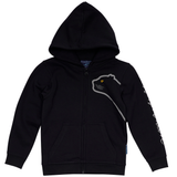 SWEATSHIRT BØRN M HÆTTE OG LYN PANTER SORT 1